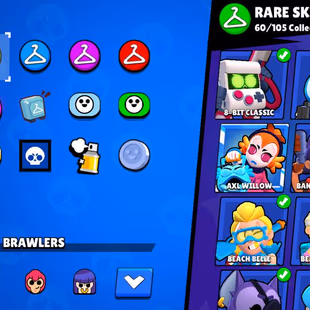25k Trophies, 82 Brawlers, 13 Legendary Brawlers, 17 11 Strength Brawlers, 10 hypercharge, 147 Skins, Description - Image 6