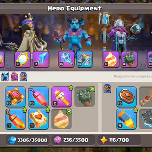 TH 13 MAX | HEROES 75-75-50-50-25 | ALL EPIC EQUIP | MAX GG SB MM FA FB RS EB |500 NC |3 SCENERY - Image 7