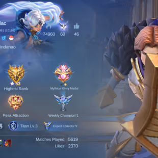 PL558|Lvl 65|EXPERT V|ALL EMBLEM MAX|98 HEROES|136 SKIN|3 EPIC SKIN|SPONGEBOB|FANNY P.ACE|BADANG SAINTSEIYA|LEGEND S40 - Image 3