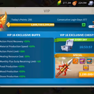 All Platform: 85M - Vip 16 - 11 Commanders   - 58 Passport - 3,1M Credit - 4 Farm - 2 Skin Houses - 4k Gems - Image 4