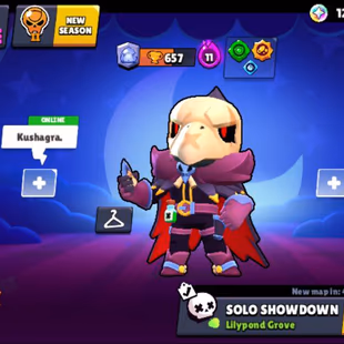  STAR BUSTER SHELLY SKIN 76 Brawlers  11 Hypercharged 14 TOTAL MAX  25000 Trophies 130 Skins  Mythic Skins  - Image 1
