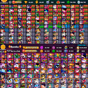 Trophy 60K [Legendary Rank Hit] [] Brawler Max 53x [] 100x Brawler Unlock [] Hyper 36x [] Total Collection-303x-Skins   - Image 3