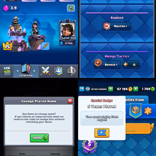 KT 15 | 21 EVOLUTION | 18 Towerskins | 70 EXP | 6 Level 16 | 37 Level 15 | 71 Lvl 14 Cards | 200 Emotes | Namechange 1k  - Image 6