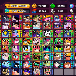 12 TITLES | 305 SKINS | 73.600 TROPHY | 99 BRAWLERS | 22 HYPERCHARGED | 26 MAXED BRAWLERS | 9 BUFFIES - Image 4