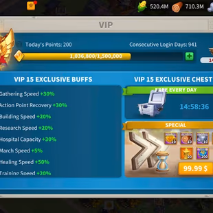 71M - Vip 15 - 10  Commanders - 26 Passport  - 19K Gems  - 3 Farms  - Image 2