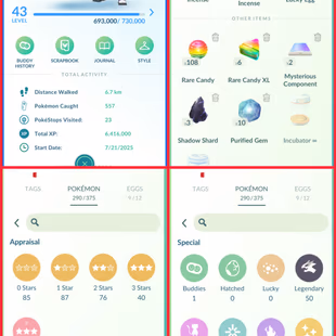 33]🎯 (RARE CANDY 108) (LVL 43) 👹(YEAR 2025) (LEG 50) (SHINY 51) (SHINY LEG 1) (PS 375) (IS 625) (INSTANT DELIVERY) - Image 1