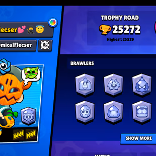 79 brawler | 25000 Trophy | 8 Max Brawler | 2 Haypercharge | 108 skin | 25k trophy - Image 1