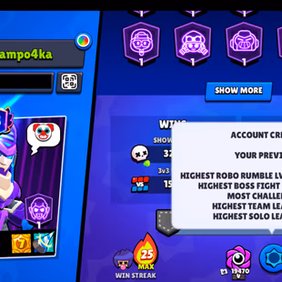 214 SKINS | 55.500 TROPHIES | 90 BRAWLERS | 11 HYPERCHARGE | 13 MAX | 35 PRESTIGE | 16 BUFFIES - Image 7