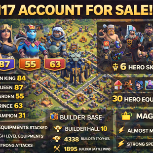 26]🎯 TH17 ALMOST MAX | 30 HERO EQUIPMENTS 👹| 6 SKINS | HEROES 84/87/55/63 | LEVEL 213 | INSTANT DELIVERY - Image 1