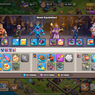 RARE 2015 XMAS 💎27 EQUIPMENT MAX 💎TH 18 HIGH []  101-105-80-80-55-7 HERO [] 264 XP [] FREE RENAME [] 1200 GEMS [] BH 1 - Image 6