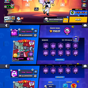 Trophy 79k💎Brawler 101x All💎Max Brawler 80x [] Hypercharge 77x [] Skins 507x [] Profile icones 565x [] 8064 Trophy Hit - Image 1