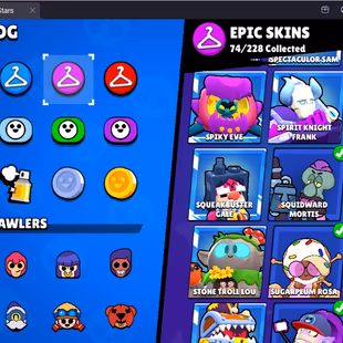 266 SKINS | 33 HYPERCHARGED | 70.039 TROPHIES | 96 BRAWLERS | 49 MAX BRAWLERS | 3 BUFFIES  - Image 7
