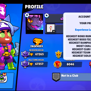 11 TITLES | 364 SKINS | 67.300 TROPHY | 99 BRAWLERS | 44 HYPERCHARGED | 48 MAXED BRAWLERS | 7 BUFFIES - Image 6