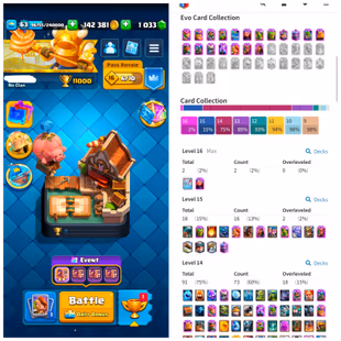 RARE LVL 63 | 91 MAX CARDS | 19 EVO | 1K GEMS | 11000 TROFIES | ARENA 27 | OLD EMOTES | INSTANT DEAL - Image 1