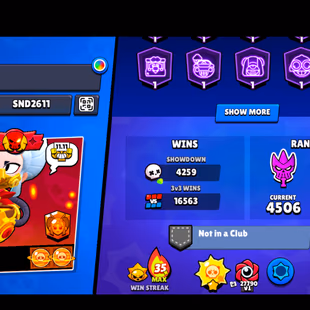 SIRIUS | 62 TITLES | 377 SKINS | 78.900 TROPHY | 100 BRAWLERS | 63 HYPERCHARGED | 73 MAXED BRAWLERS | 58 PRESTIGE - Image 4