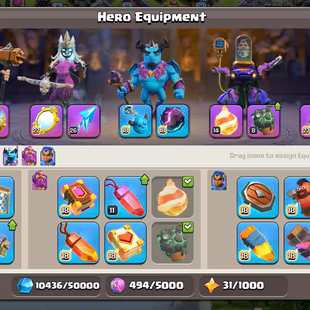 🔥[ TH-17 NEAR MAX - MAX HEROS ]🔥4500 GEMS || GG-MM-RS [MAX] | FA [26] | EB [20] | BLUE WALLS || NICE OVERALL  - Image 6