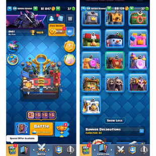 ⚡LV 54 - 12 TOWER COLLECTION⚡ | KT 15 | ARENA 24 | TROPHIES 9828 | 11 EVO | EMOTE 121 | 5 LV 15 - 12 LV 14 | 1 HERO CARD - Image 1