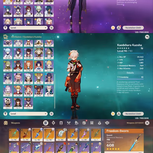 All Platform - EU - AR58 - 53 Characters 17 5'Star - 8 Weapon 5'Star - Raiden Shogun - Ayato - Albedo - Kazuha - Yelan - - Image 4