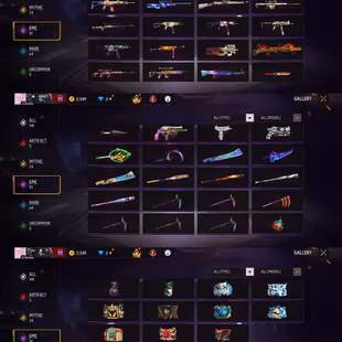 iOS/Android- Global - Level 59 - Rank Diamond - Set 53 - Emote 29 - Weapon 144 - Artifact 5 - Mythic 24 - Epic 51 - Code - Image 2