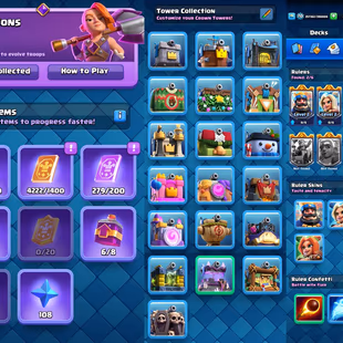 KT 15 | 21 EVOLUTION | 18 Towerskins | 70 EXP | 6 Level 16 | 37 Level 15 | 71 Lvl 14 Cards | 200 Emotes | Namechange 1k  - Image 5