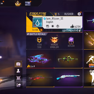 M10 | Level 66 | 600+ Fashion | 5 year old badge | 6.2k+ Like | 38 Emotes | Prime 5 | Dino Bundle | Snow M887 Skin | 230 - Image 1