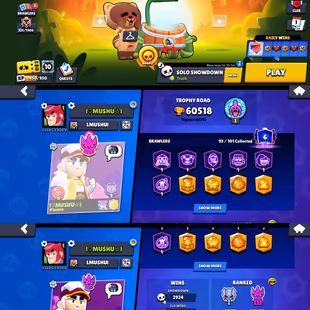 60k TROPHIES | FURIOUS FANG | 22 MAX POWER BRAWLER | 93 BRAWLER UNLOCK | 19 HYPERCHARGE | 167 SKIN | RENAME AVAILABLE - Image 1