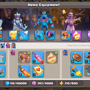 PREMIUM TH 17 | XP 152 | 1 NC | 3 EPIC EQUIP | 51-61-45-34-17 | 1 BOOK 1 RUNE | LEG KING SKIN | QUEEN SKIN - Image 6