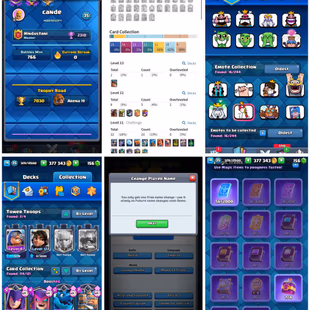 STACKED | XP-35| 1 Evo | | 100+ Gems | 3.7L+ GOLD | |  HTrophies: 7030 | 114/121 Cards | | ARENA 19 | 16 Rare emotes | R - Image 1