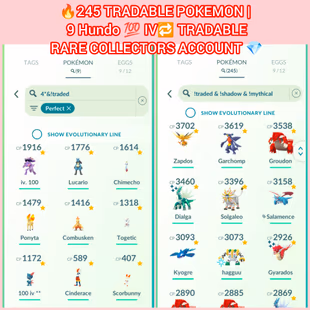 🎯HIGH VALUE ACCT  LEVEL 45 |🐓 LUGIA RESHIRAM | 72 SHINY  | 130 LEGENDARY  | 245 TRADABLE  | 9 HUNDO | INSTANT - Image 7
