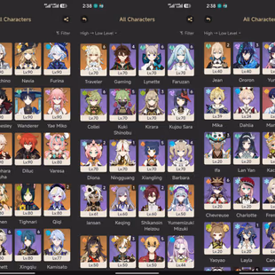 All Platform - EU - AR 59 - 71 Character 23 5'Star - 8 Weapon 5'Star - Varesa - Furina - Neuvillette - Flins - Arlecchin - Image 1