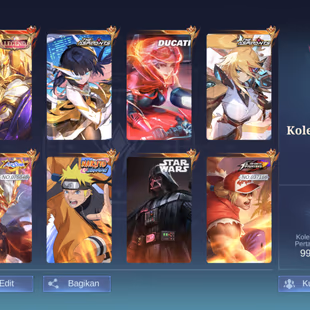 MM327|Lv79|368Skin|EXALTEDCOLLECTORII|LEGEND Johnson|3KOF|2ASPIRANTS|NARUTO|ALLSTAR Moskov|DUCATI Benedetta|STARWARS - Image 1