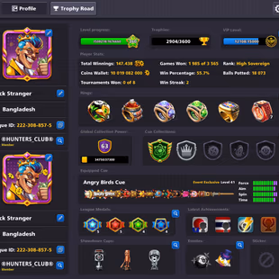 10 BILLION COINS ACCOUNT | Level 260 | 20 Legendary Cues | 9 Special Cues MAX | Login Miniclip | Fresh Account - Image 2