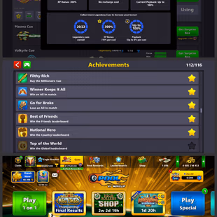 522 LEVEL ACCOUNT | 76 CCP | Great Cue Collection | 4 Billion Coins | Login Miniclip | Fresh Account - Image 8