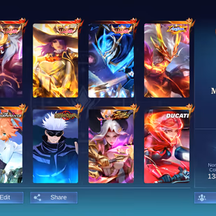 [IOS/ANDROID] CEL LVL 124 | 132 HEROES | 521 SKINS | MEGA 3 | COLLAB LOADED | 3 LEGEND INC LESLEY - 6 RARE COLLECTOR JJK - Image 1