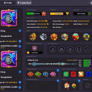 405 LEVEL ACCOUNT | 1 Billion Coins | 19 Legendary Cues | Login Miniclip | Unlimited Password Change | Final Warning - Image 2