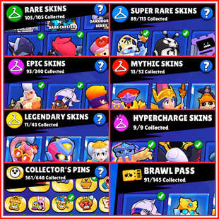 👑64K TROPHIES SOLAR FAME 2 MYTHIC 196 XP LEVEL 320 OP SKINS 52 HYPERCHARGED 60 MAX🔥 SHERIF SHELLY INSTANT DELIVERY  - Image 7