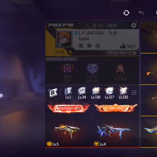 X319|LATAM SERVER|Lvl 66|56 CHARACTER|309 COSTUME|58 VEHICLE|KITSUNE SPORTS CAR|356 WEAPON(2 EVO+45 MYTHIC)|CHROMASONIC  - Image 2