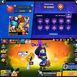 BS [All 101x Brawler] | Trophy 55k | Max-48-Brawler | Hyper-38-Brawler | Total Skins 290x | Player Icones 390 | BEST-DEA - Image 2