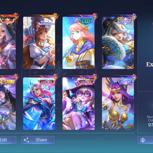 ML 697 Exlated Collector Legend Lunox 303 Skins Prime YuZhong Lucky Odette Zilong 43 deluxe Skins Hero 125 Emblem Max - Image 1