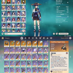 All Platform - EU - AR 58 - 67 Character 22'5tar - 7 Weapon 5'Star - Columbina - Arlecchino - Nahida - Alhaitham - Albed - Image 3