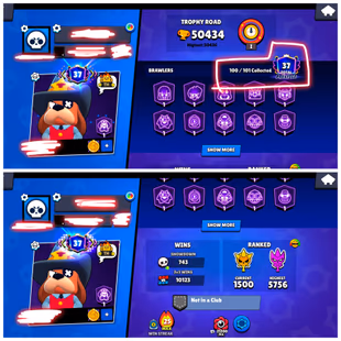 50k TROFIES BS | 37 PRESTIGE | 100/101 BRAWLERS UNLOCKED | 236 SKINS | INSTANT DELIVERY - Image 1