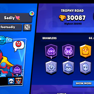 66 brawler | 30000 Trophy | 8 Max Brawler | 7 Haypercharge | 101 skin | 2 prestige| 30k trophy - Image 2