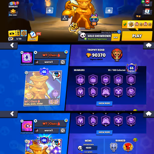 90k TROPHIES 🌟 GOLDEN MORTIS 🔥 51 MAX POWER BRAWLER | 99 BRAWLER UNLOCK | 43 HYPERCHARGE | 310 SKIN | INSTANT DELIVERY - Image 1