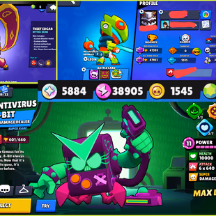 🔥47500 Trophy Full Max Acc🔥AntiVirus 8-Bit Skin Thief Edgar [] 86 Max Brawler [] 40 Hyper Charged || 210 Skins [] - Image 2