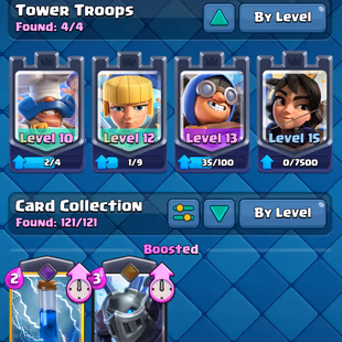 ❗[ 64X CARDS MAX ]❗2X LEVEL 16 CARD|| 15X EVOLVED || 10X ELITE || LEVEL 61 || TROPHY: 10500 | 116X EMOTES | 118X BADGE - Image 4