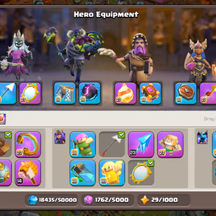 F1🔥 RAREST 6 HEROES MAX 🔥 TH-18 ALMOST MAX | 6.4K GEMS | 3 HELPERS MAX | 11X EPIC EQUIPMENT MAXED | WALLS DEF MAXED  - Image 7
