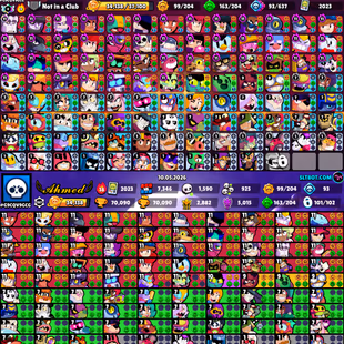 Trophy 70k💎Gems 529💎101x Brawler [] Max 46x [] Hyper 46x [] Total Skins 377x [] Player Icones 476x [] NC-Yes [] Best-D - Image 3