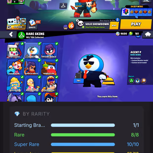 92K TROPHY🔥99 BRAWLER🔥76 MAX-53 HYPERCHARGE-SKINS 368-SUPER RARE AGENT P SKINS-15K BATTLE WIN-OLD ACCOUNT-BEST-DEAL - Image 1