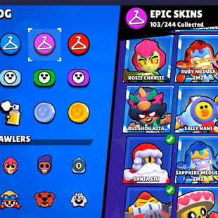 322 SKINS | 27 HYPERCHARGED | 72.681 TROPHIES | 98 BRAWLERS | 34 MAX BRAWLERS | 2 BUFFIES  - Image 7