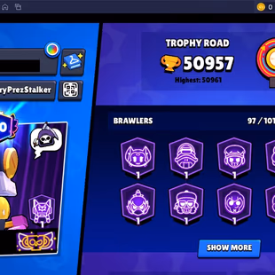 244 SKINS | 51.000 TROPHIES | 97 BRAWLERS | 10 HYPERCHARGE | 13 MAX | 20 PRESTIGE | 18 BUFFIES - Image 5
